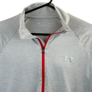 Under Armour HeatGear Lightweight Quarter Zip Pullover Top Gray Size LG